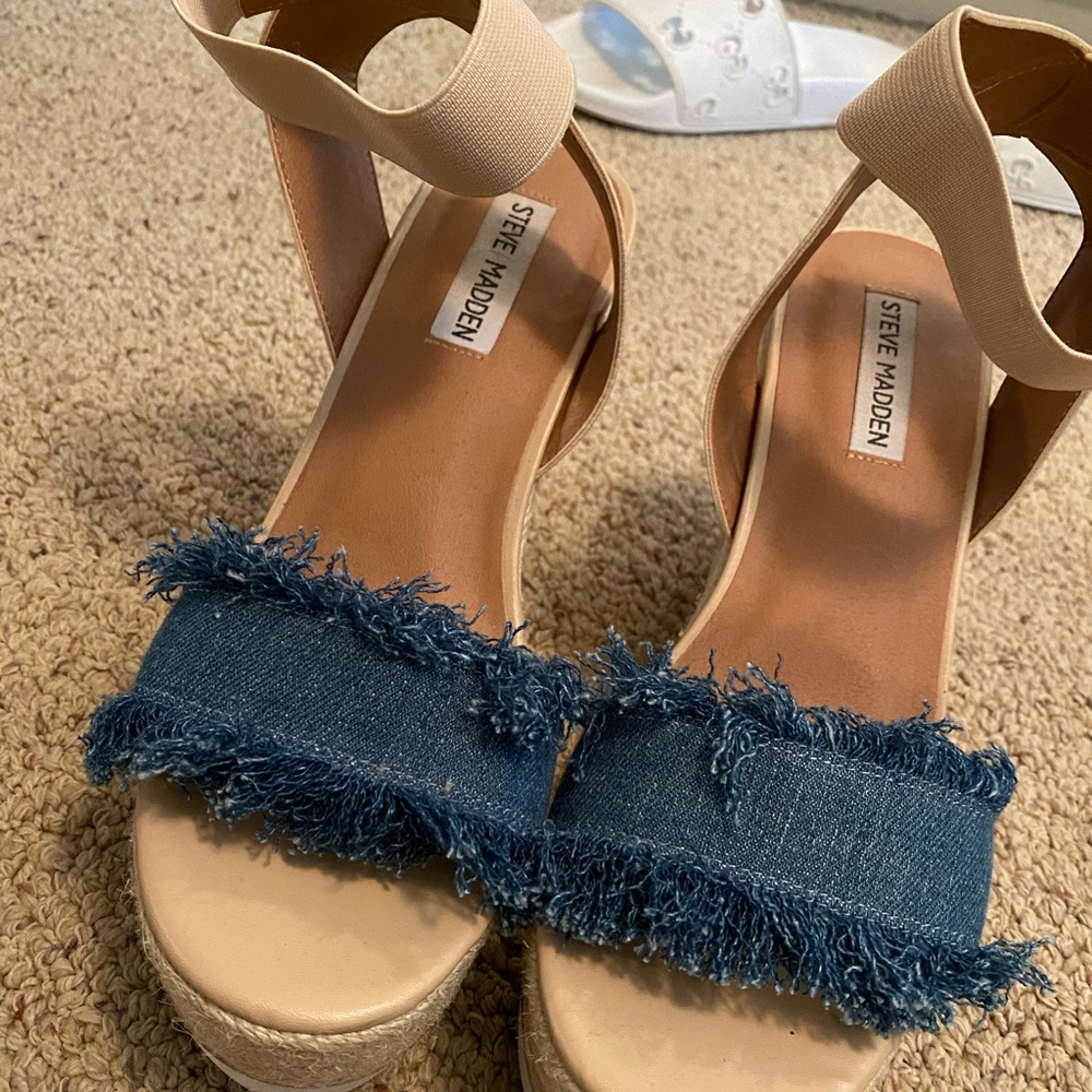 steve madden denim wedges